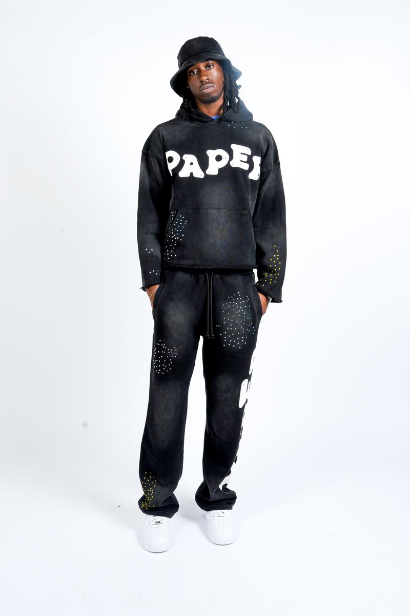 Model View of the Paper Money PAPER HOODIE in Black