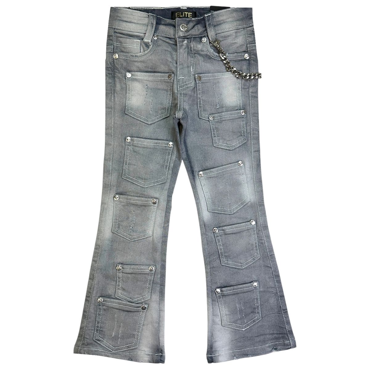 Cuban Link Kids Stacked RIVETS Jeans
