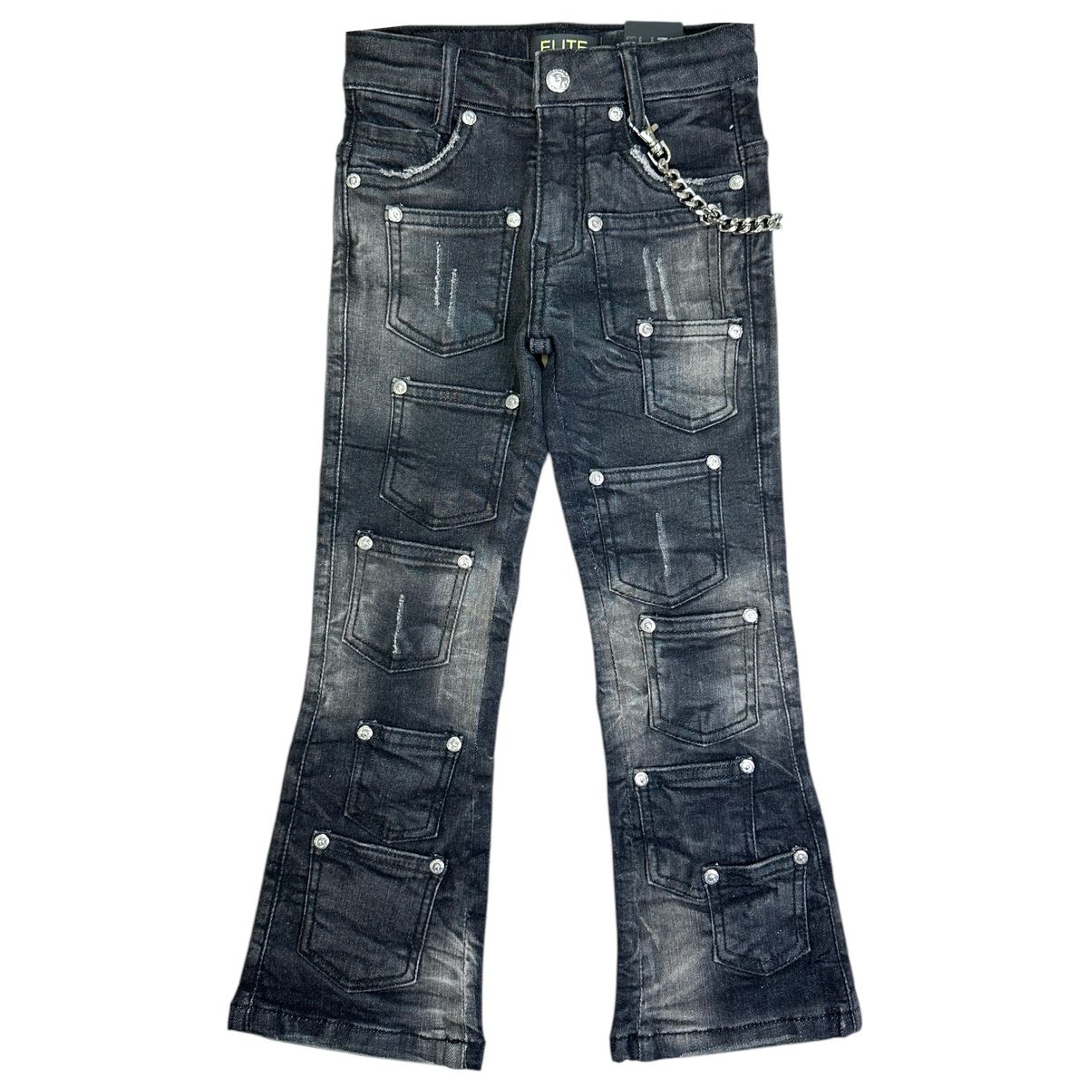Cuban Link Kids Stacked RIVETS Jeans