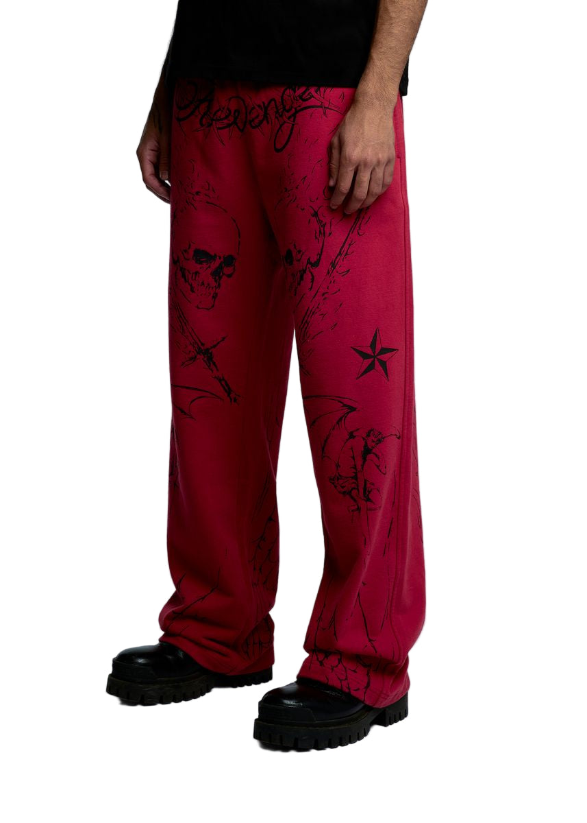 TATTOO SWEATPANT RED/BLACK