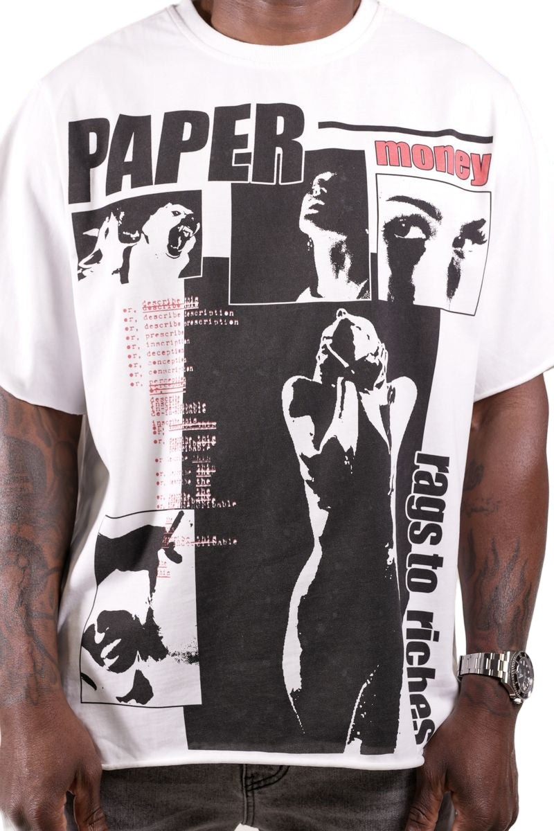 Front View of the Paper Money Life of Sin S/S Tee in White