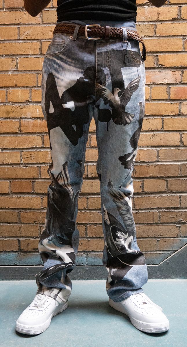 DIGITAL PRINT STAKCED JEANS