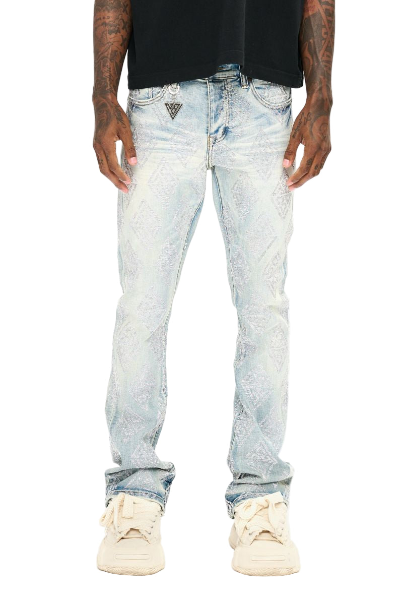 Glim Stacked Flare Jeans Light Blue Wash