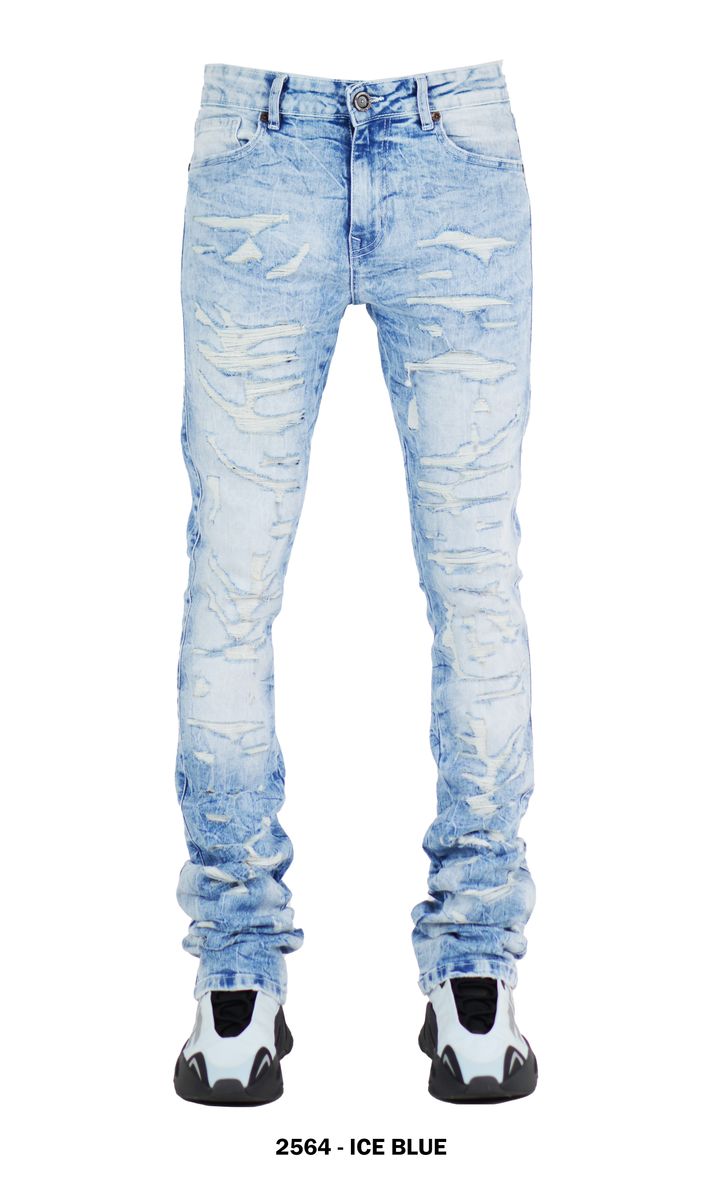 Rip & Repair Stacked Denim  ICE BLUE