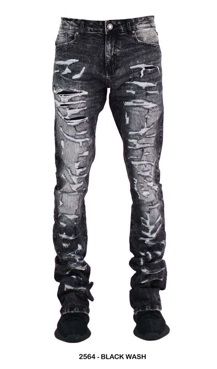 Rip & Repair Stacked Denim  BLACK WASH