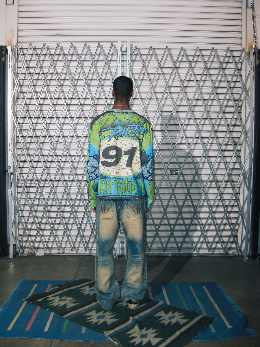 MX Racing Jersey - Black/Blue/Green-thumbmail-2