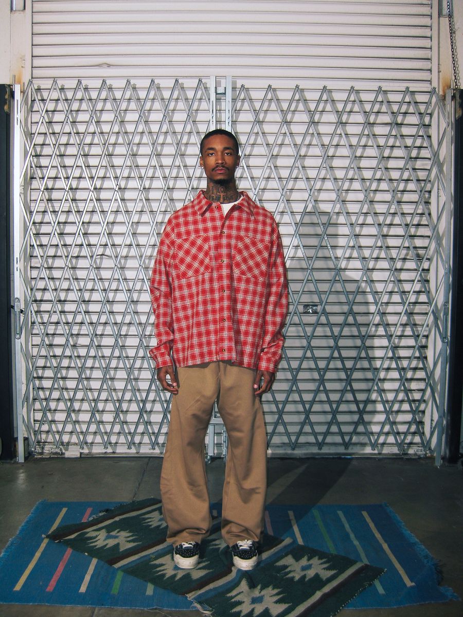 Crinkled Flannel - Red/White-thumbmail-3
