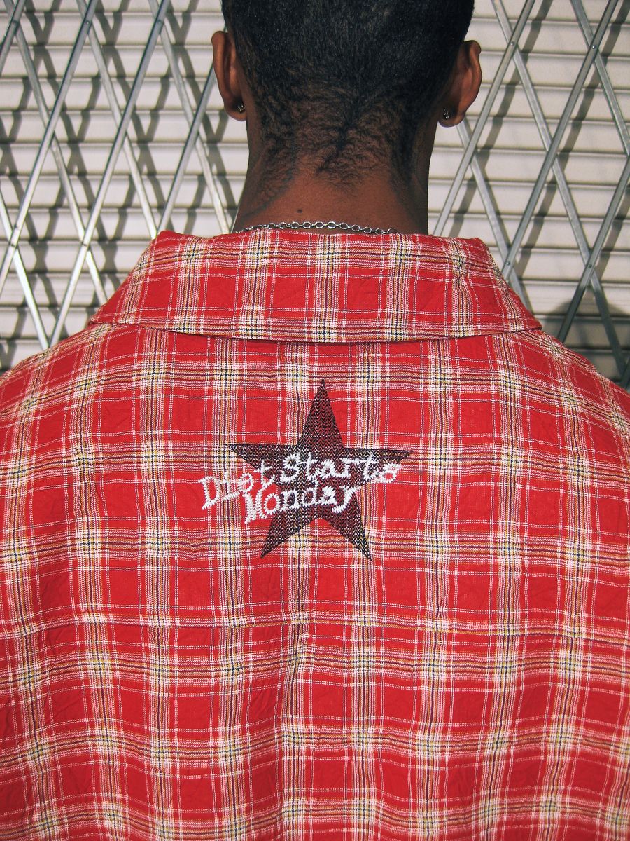 Crinkled Flannel - Red/White-thumbmail-2