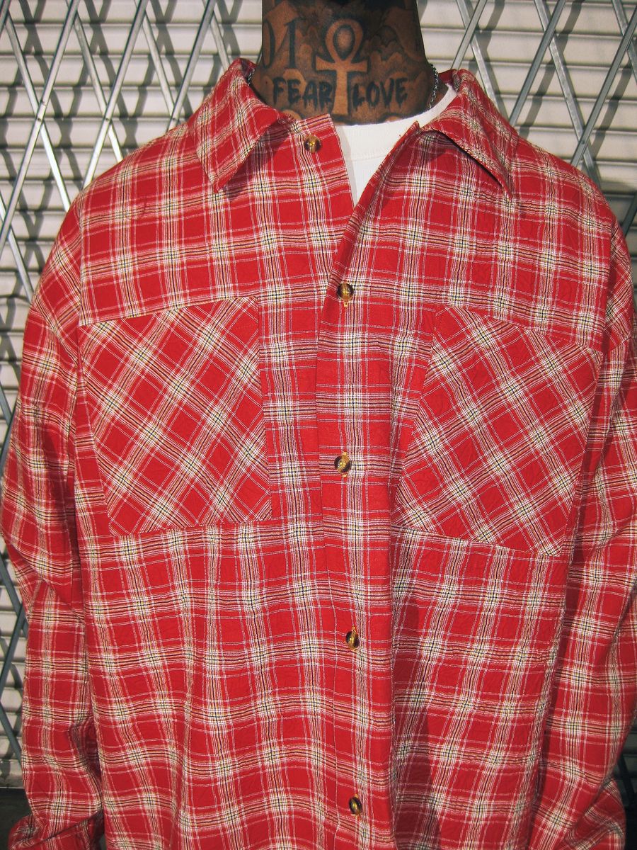 Crinkled Flannel - Red/White-thumbmail-7