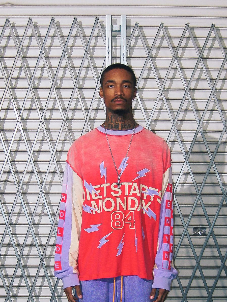 Bolt Panel Long Sleeve-Red/Purple-thumbmail-1