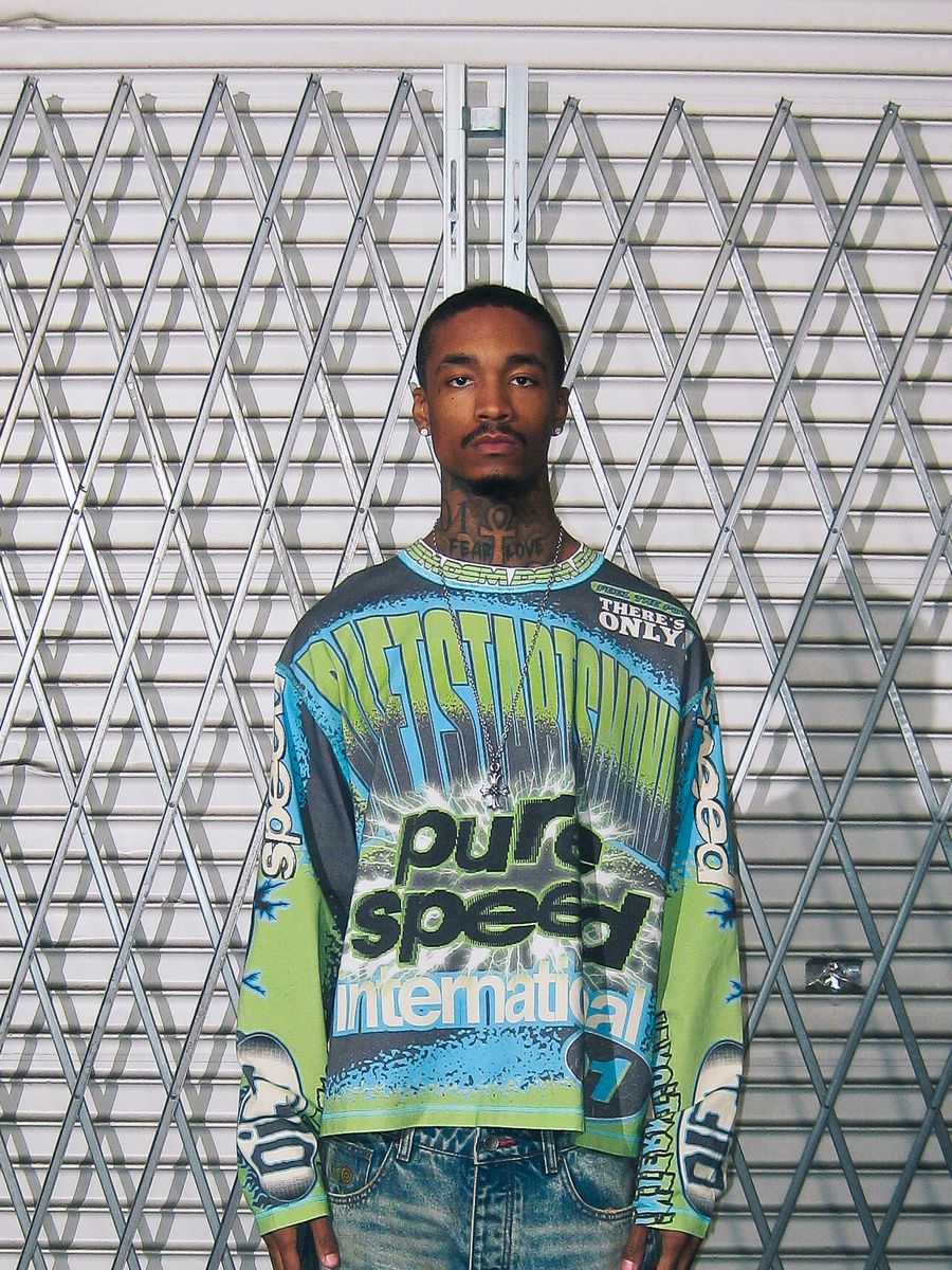 MX Racing Jersey - Black/Blue/Green-thumbmail-1