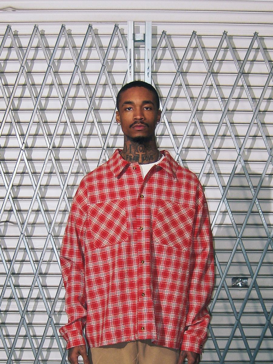 Crinkled Flannel - Red/White