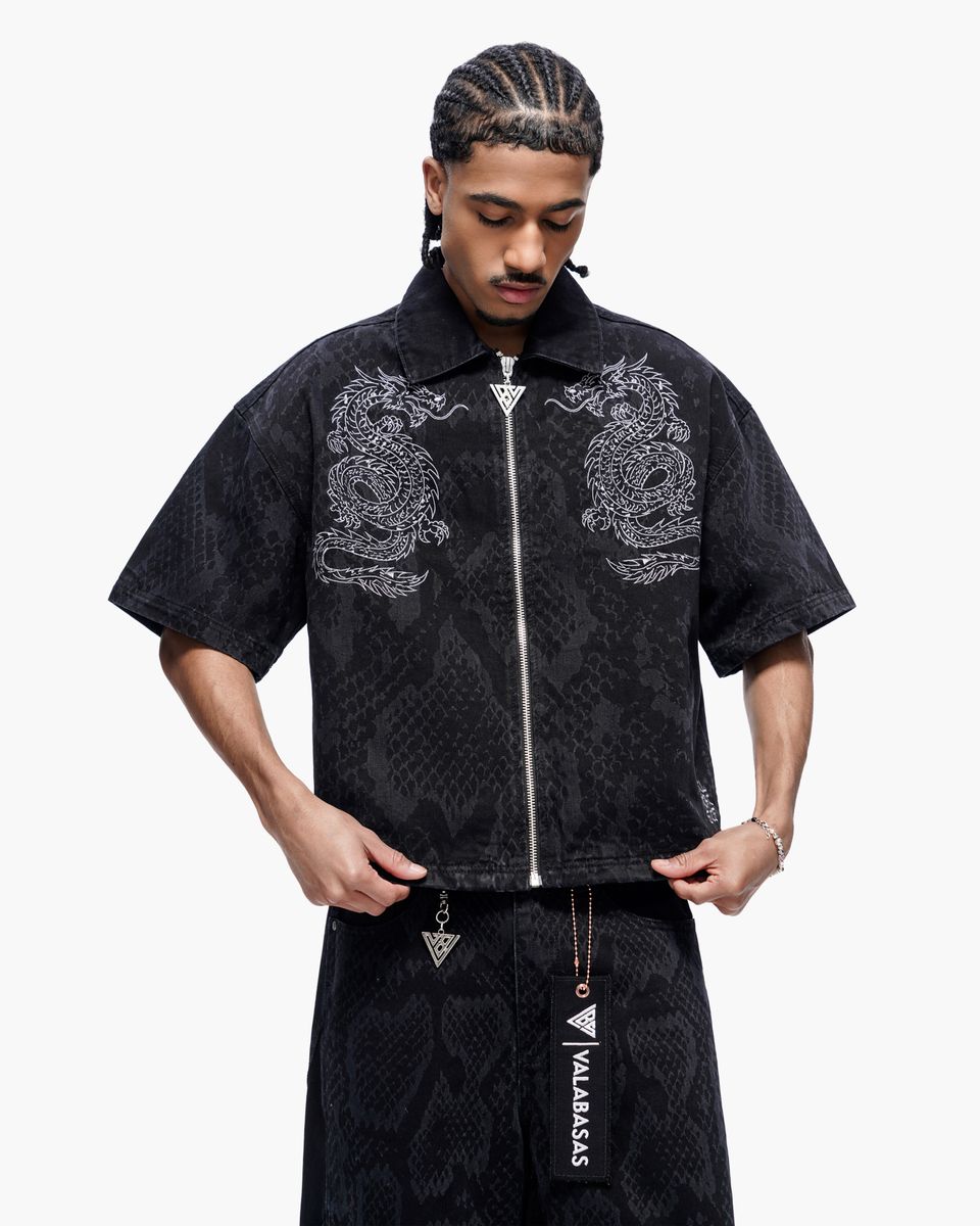 "OBSIDIAN TWINS" DENIM ZIP UP