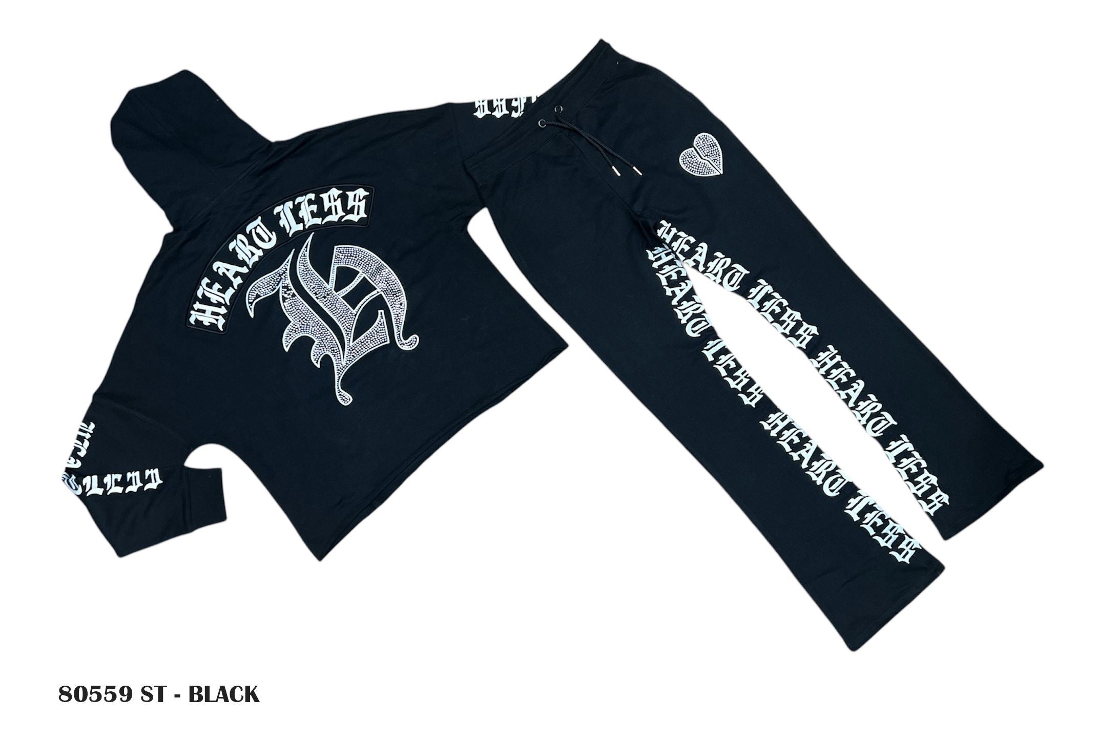 HEARTLESS CROPPED STONE HOODIE - BLK-thumbmail-3