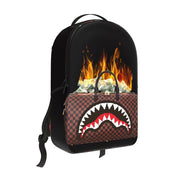 Front Right View of the Sprayground Bag Of Money On Fire Backpack
