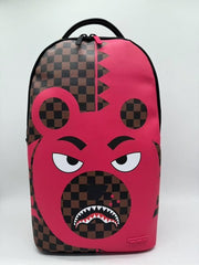 Front View of the Sprayground Pink Bear Shark Backpack