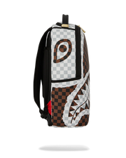 Right Side View of the Sprayground Cream And Brown Tear Check Backpack