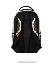 Back View of the Sprayground Cream And Brown Tear Check Backpack