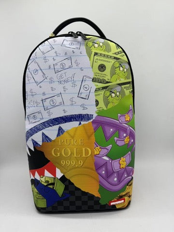 Front View of the Sprayground Mean Money Collage Backpack