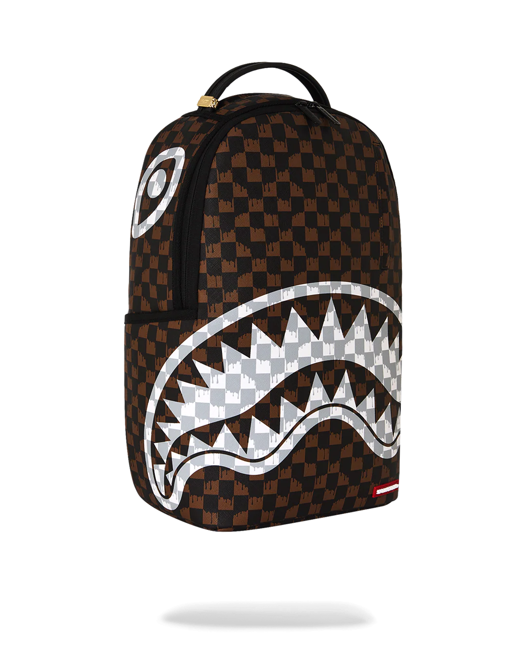 BROWN AND CREAM DRIP CHECK SHARK BACKPACK-thumbmail-2