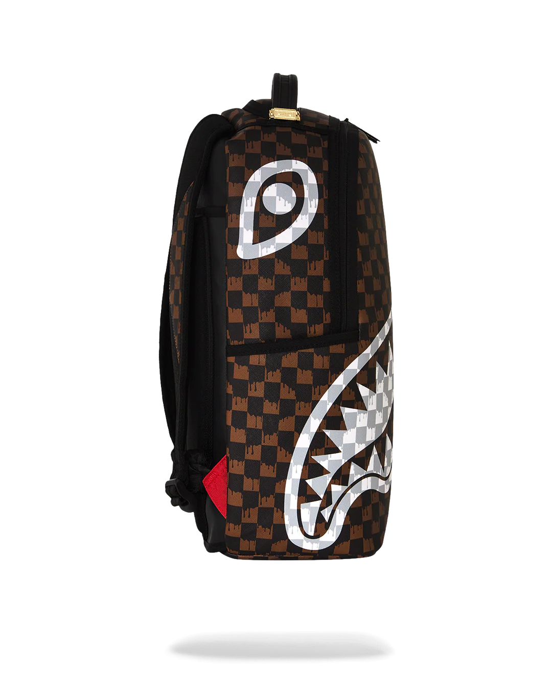 BROWN AND CREAM DRIP CHECK SHARK BACKPACK-thumbmail-3