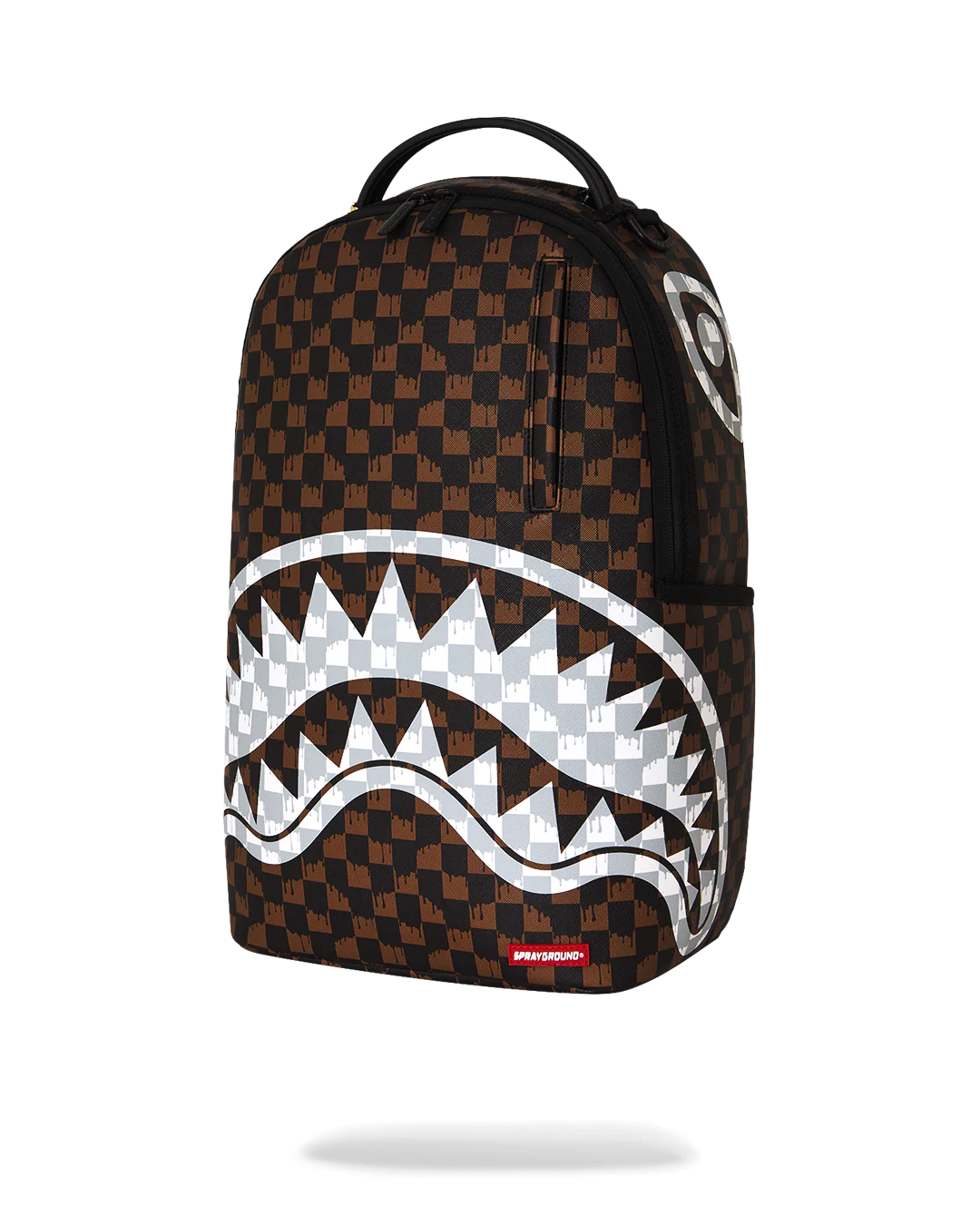 BROWN AND CREAM DRIP CHECK SHARK BACKPACK-thumbmail-5