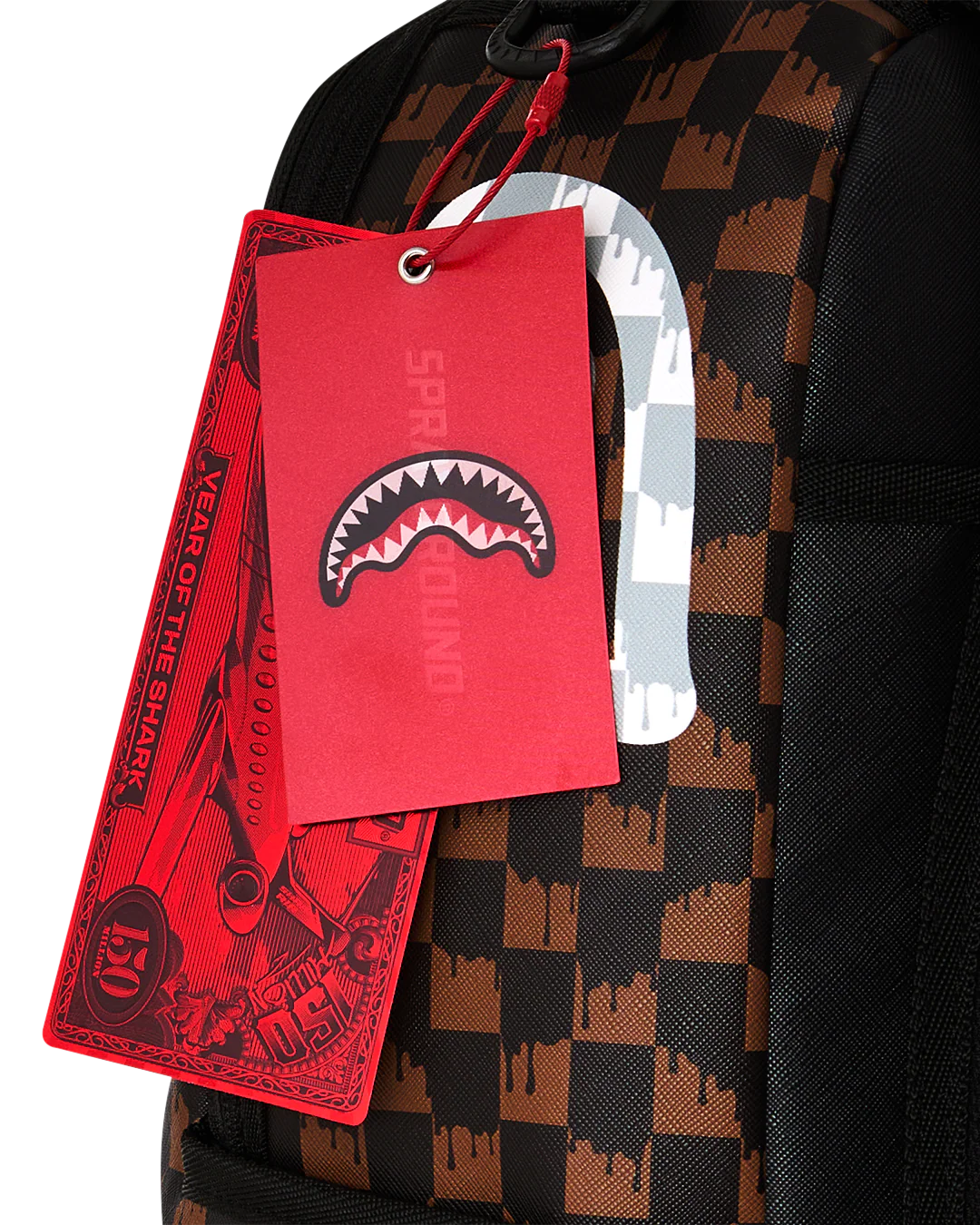 BROWN AND CREAM DRIP CHECK SHARK BACKPACK-thumbmail-9