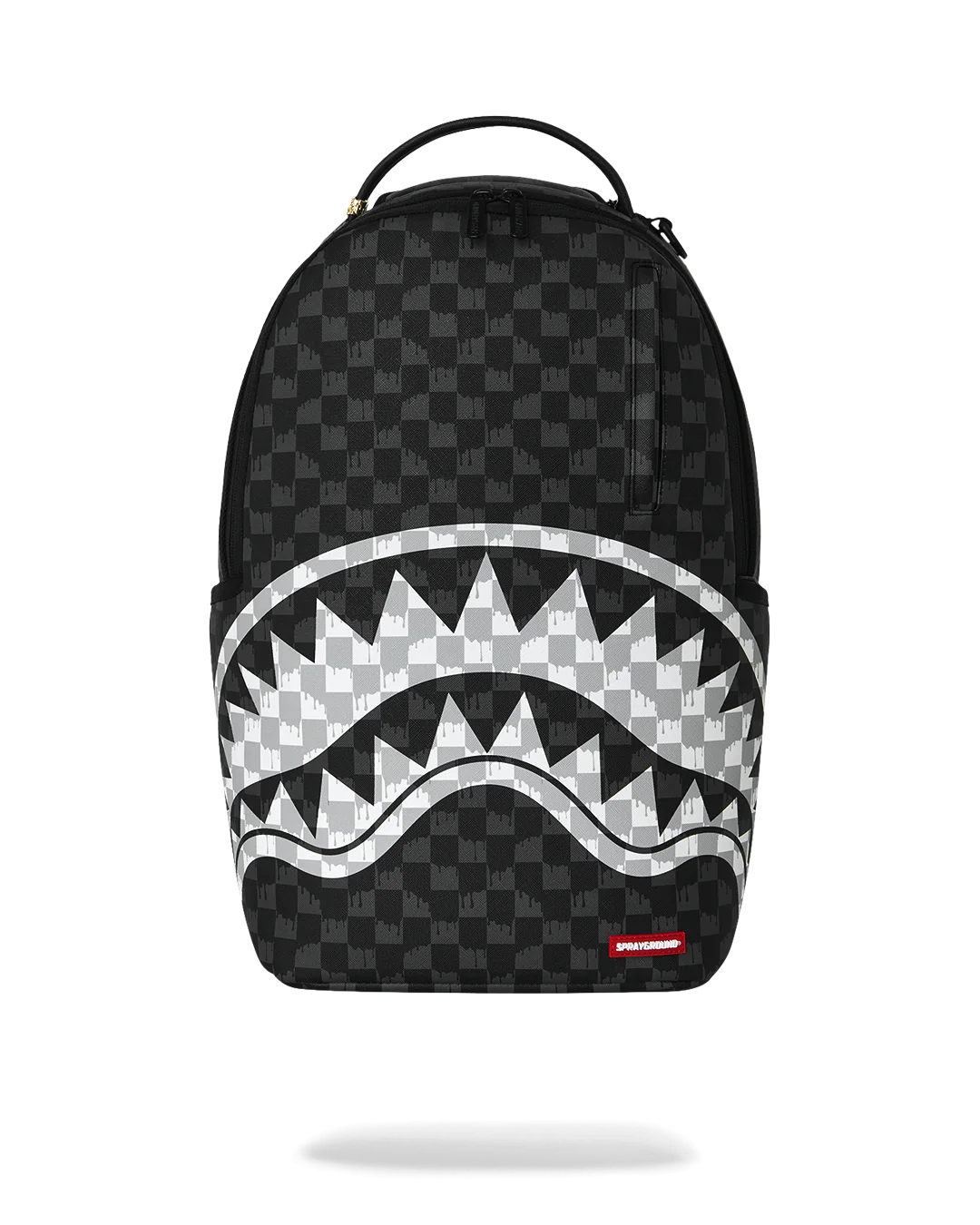 BLACK AND WHITE DRIP CHECK SHARK BACKPACK-thumbmail-1