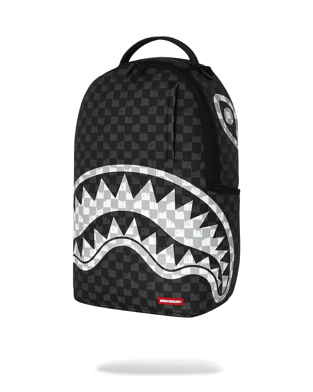 BLACK AND WHITE DRIP CHECK SHARK BACKPACK-thumbmail-5