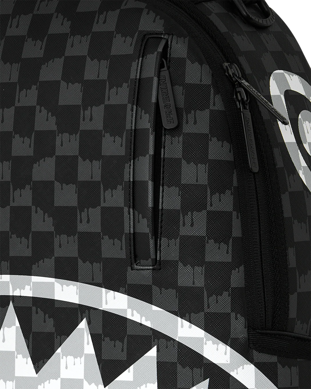 BLACK AND WHITE DRIP CHECK SHARK BACKPACK-thumbmail-6