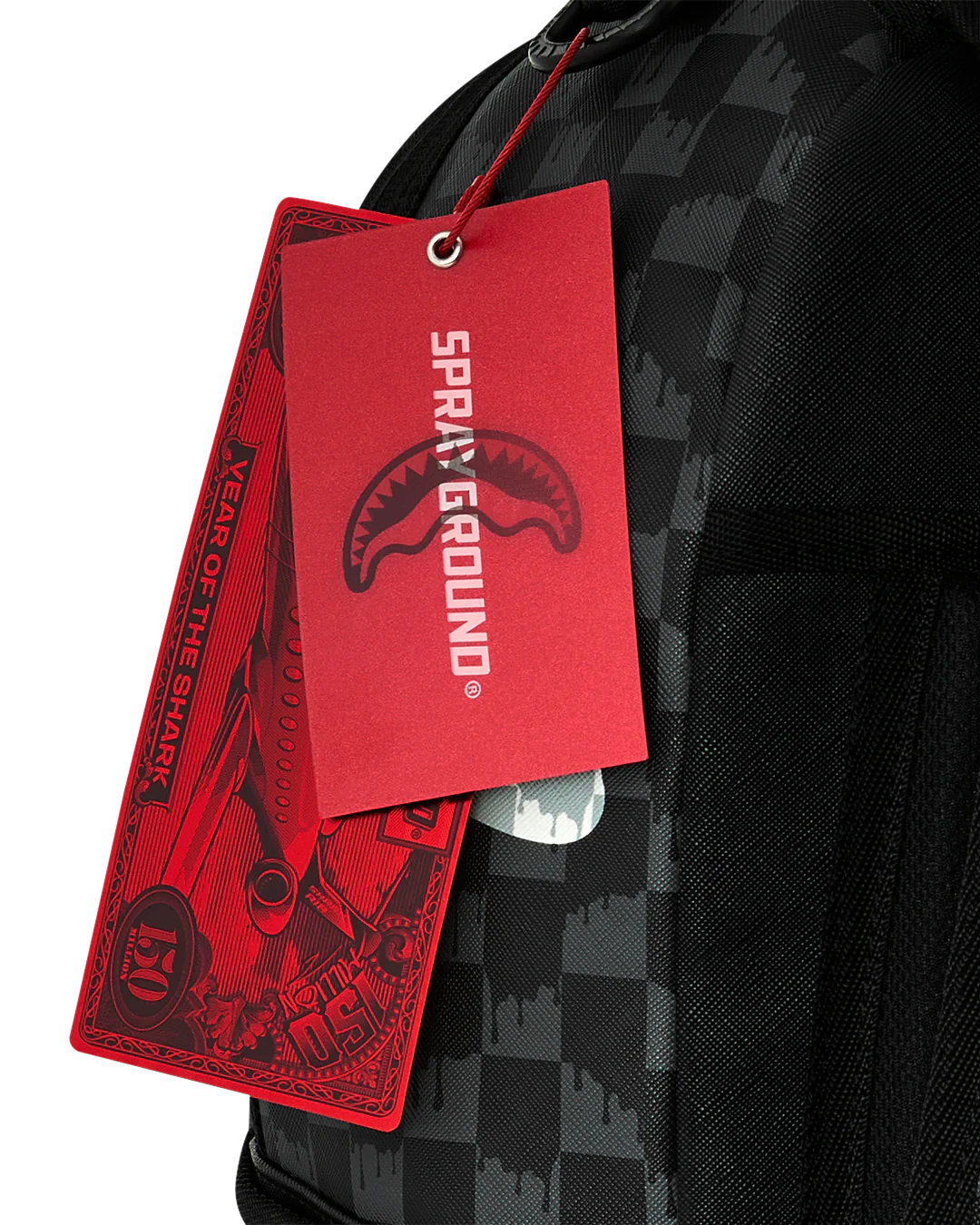 BLACK AND WHITE DRIP CHECK SHARK BACKPACK-thumbmail-7