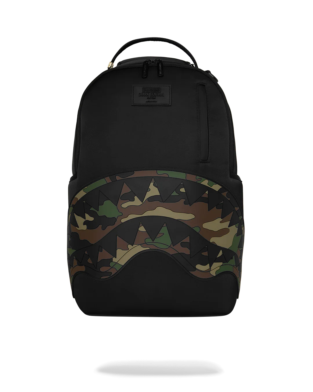 SHARK CENTRAL BLACK NYLON CAMO EMBOSSED SHARK BACKPACK-thumbmail-1