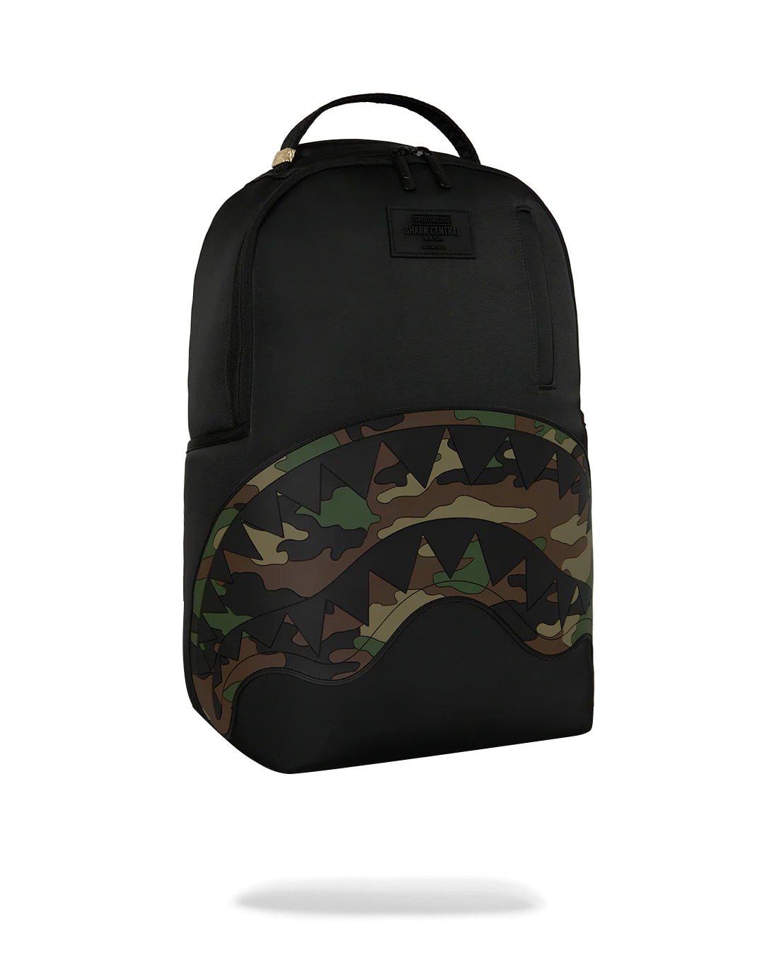 SHARK CENTRAL BLACK NYLON CAMO EMBOSSED SHARK BACKPACK-thumbmail-2