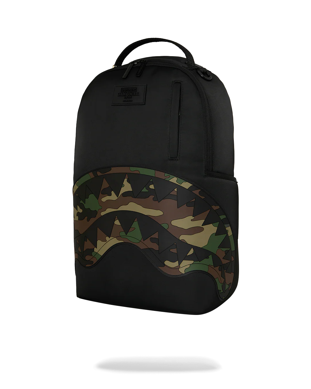 SHARK CENTRAL BLACK NYLON CAMO EMBOSSED SHARK BACKPACK-thumbmail-5