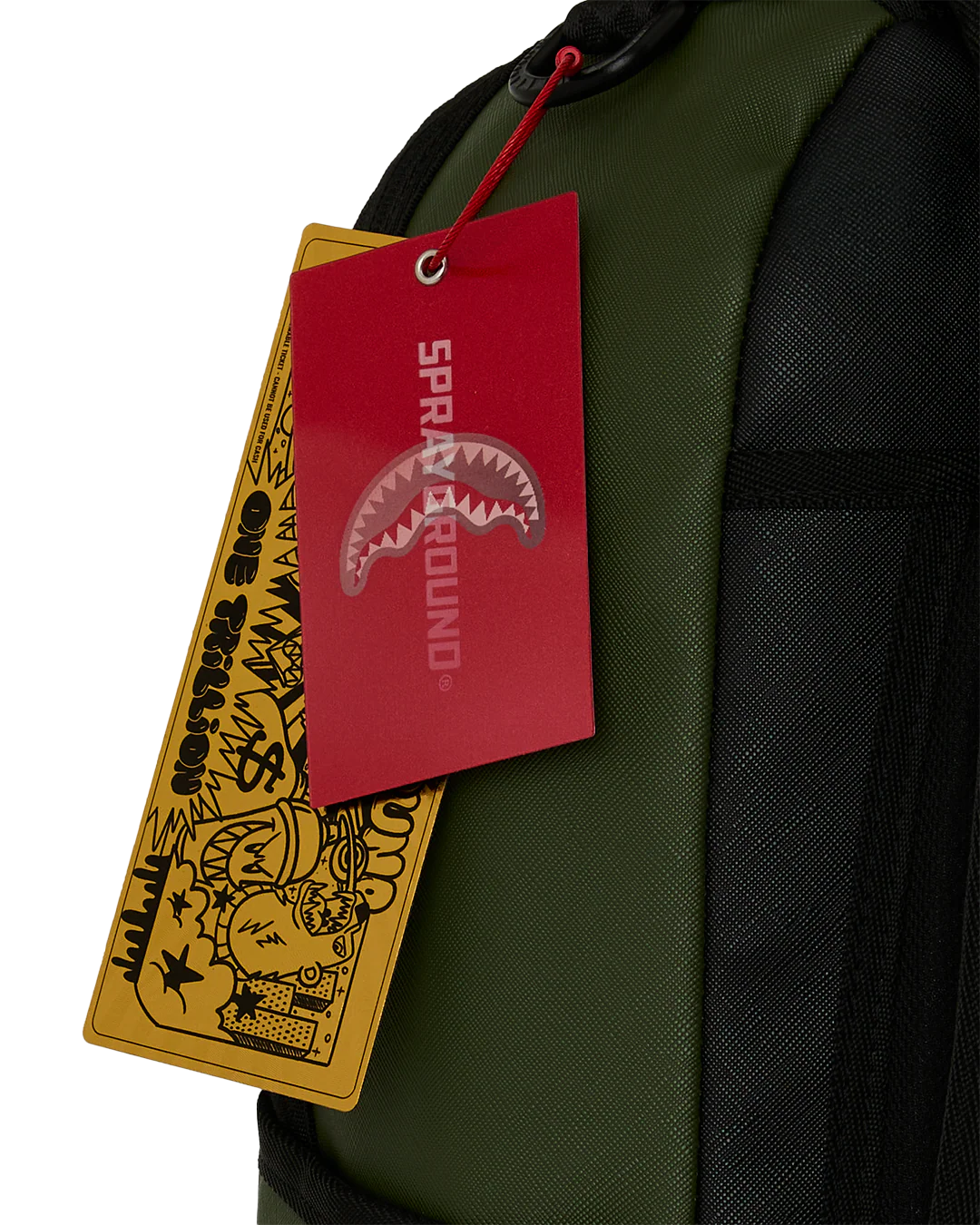 SHARK CENTRAL EMBOSSED GREEN NYLON BACKPACK-thumbmail-9