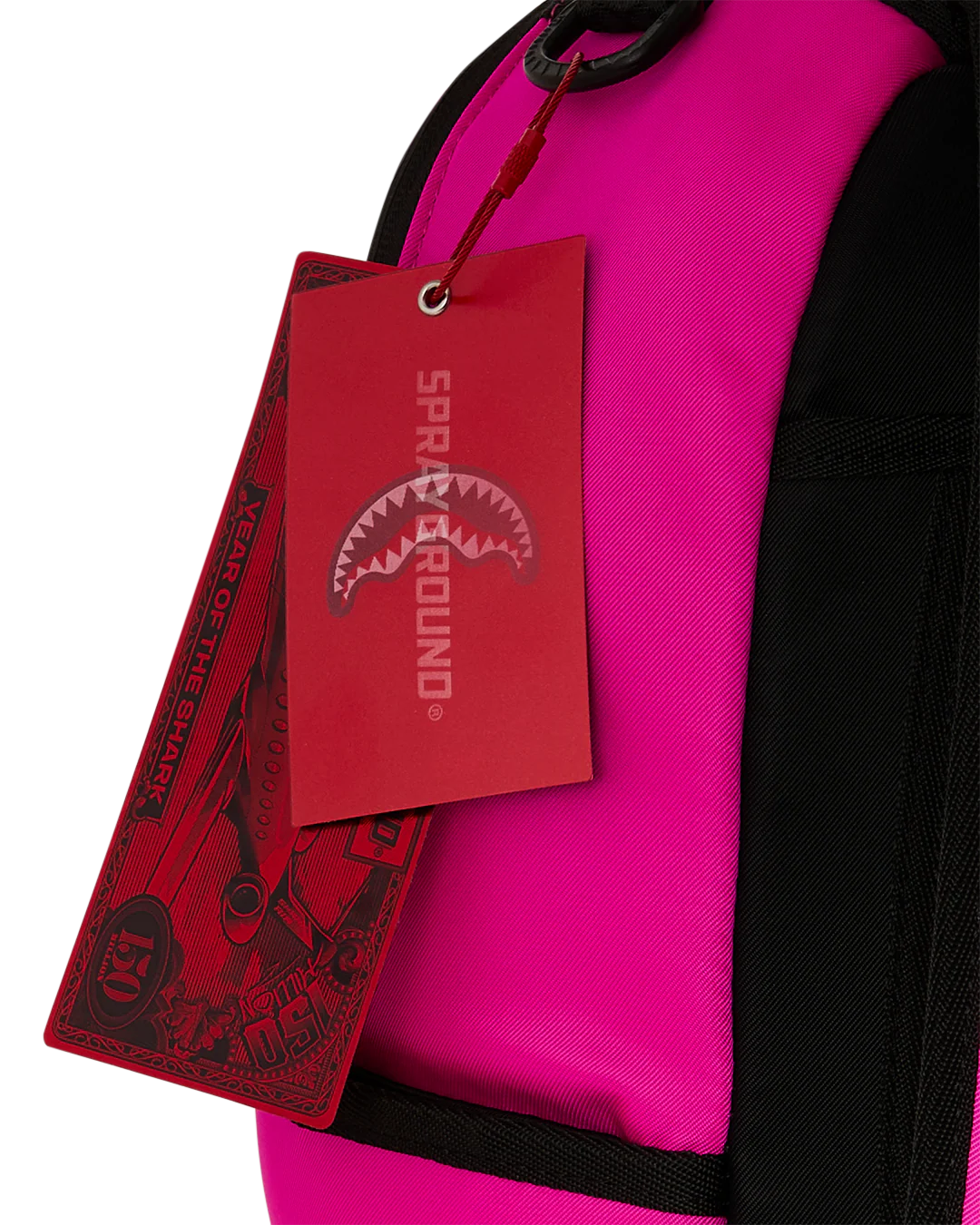SHARK CENTRAL WHITE STENCIL SHARK PINK NYLON BACKPACK-thumbmail-8