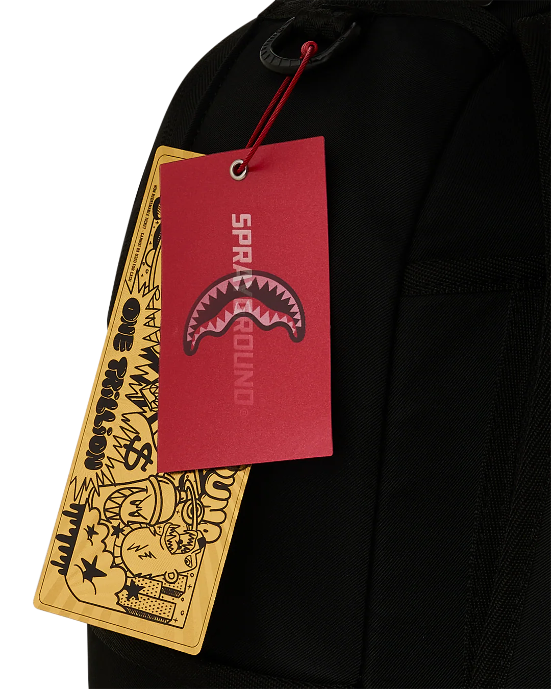 SHARK CENTRAL WHITE STENCIL SHARK BLACK NYLON BACKPACK-thumbmail-10