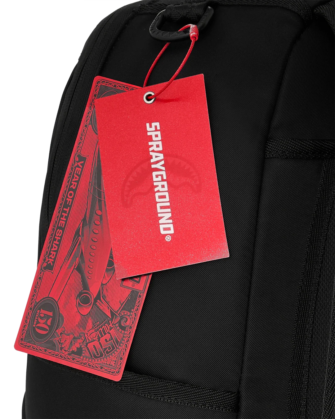 SHARK CENTRAL BLACK NYLON GRAY EMBOSSED BACKPACK-thumbmail-7