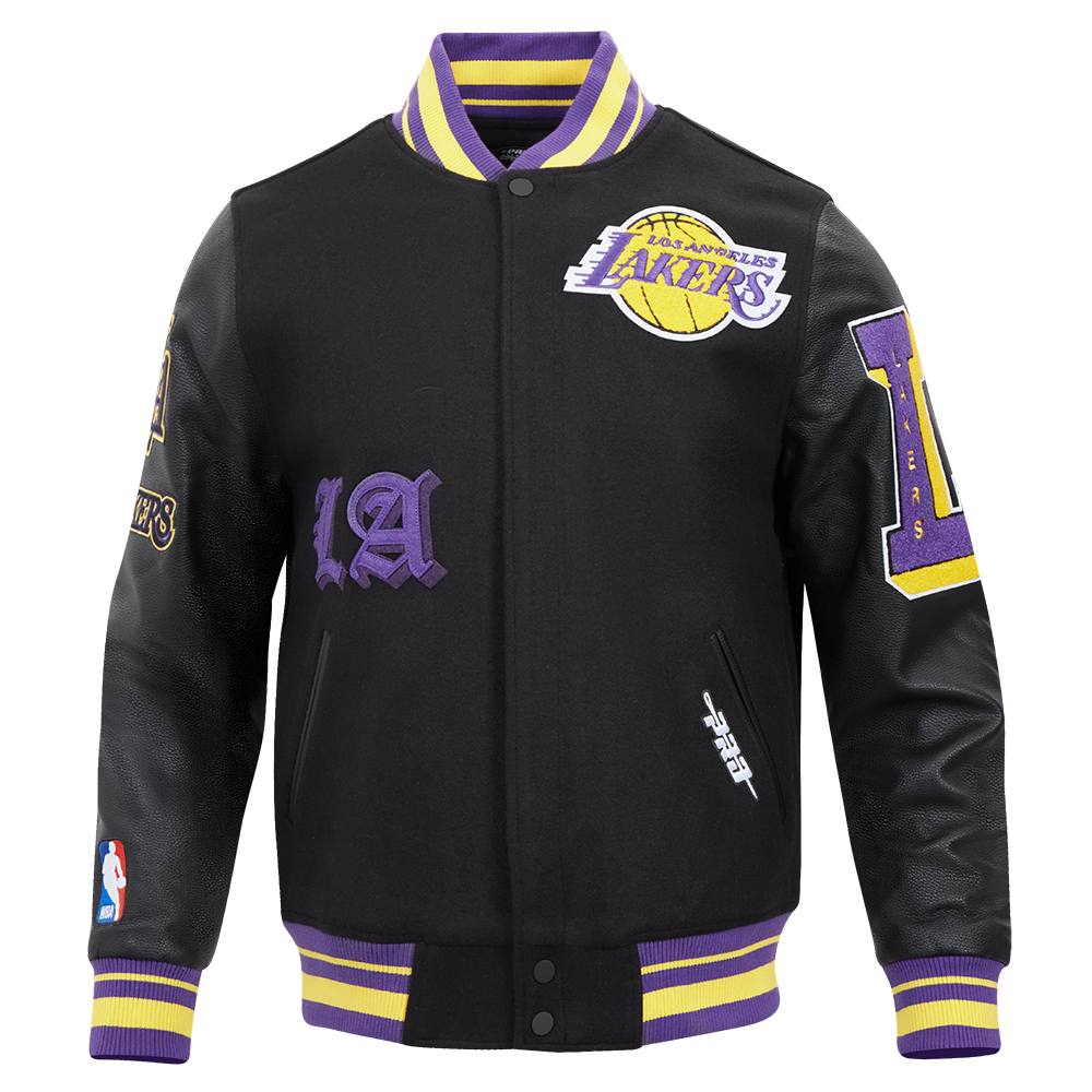 LOS ANGELES LAKERS OLD ENGLISH RIB WOOL VARSITY JACKET
