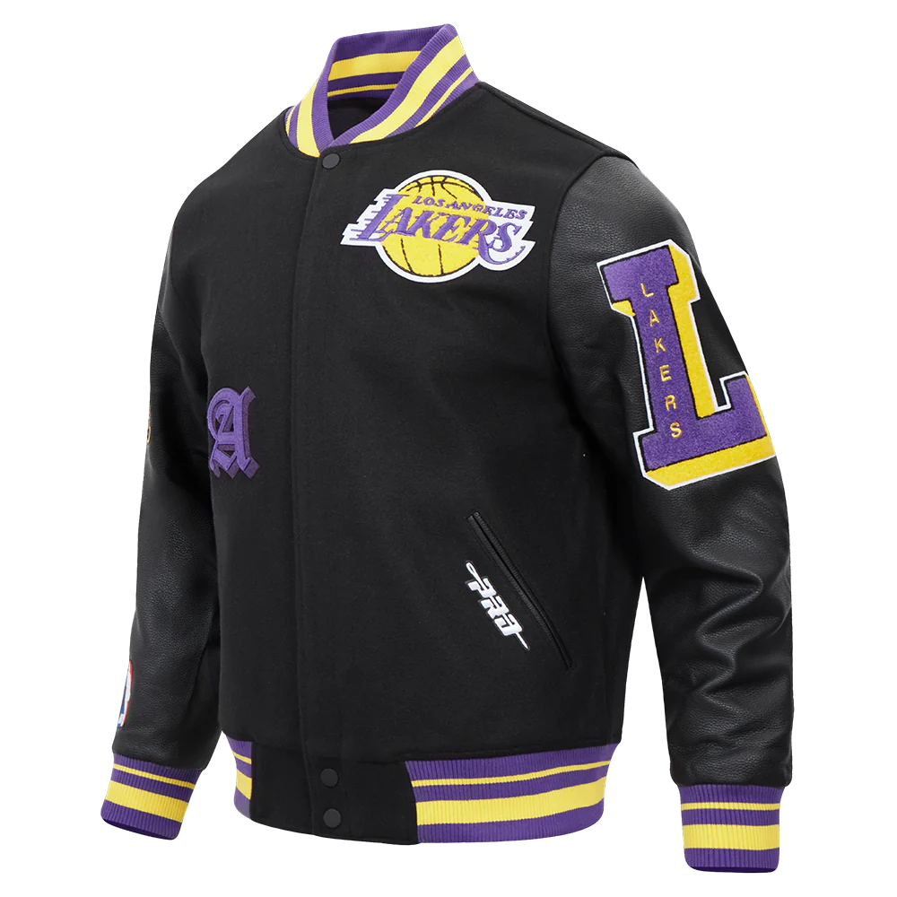 LOS ANGELES LAKERS OLD ENGLISH RIB WOOL VARSITY JACKET-thumbmail-3