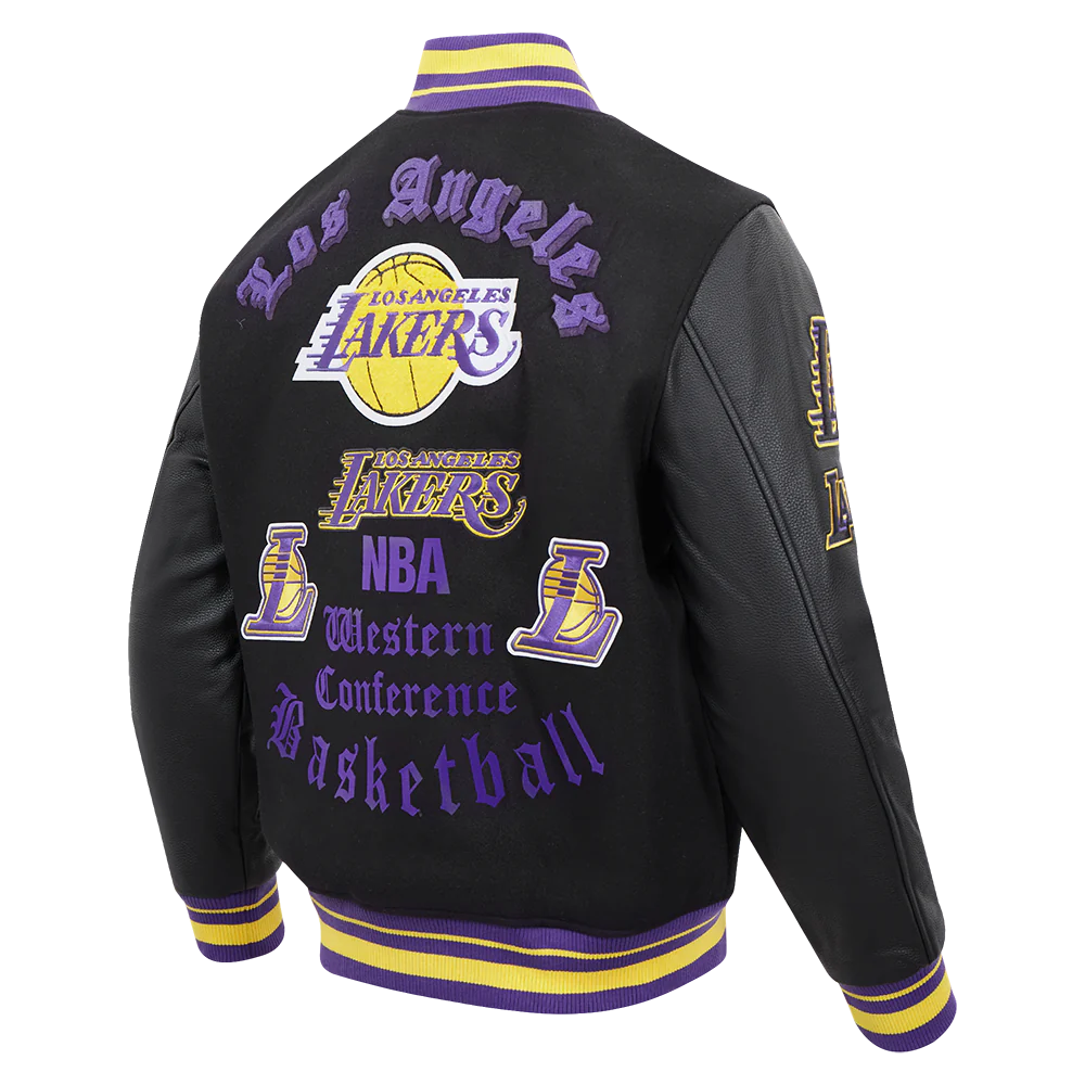 LOS ANGELES LAKERS OLD ENGLISH RIB WOOL VARSITY JACKET-thumbmail-4