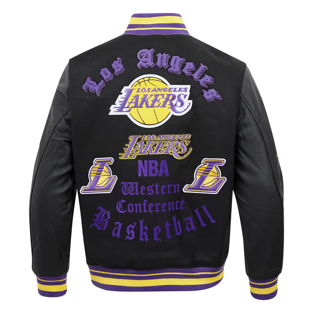 LOS ANGELES LAKERS OLD ENGLISH RIB WOOL VARSITY JACKET