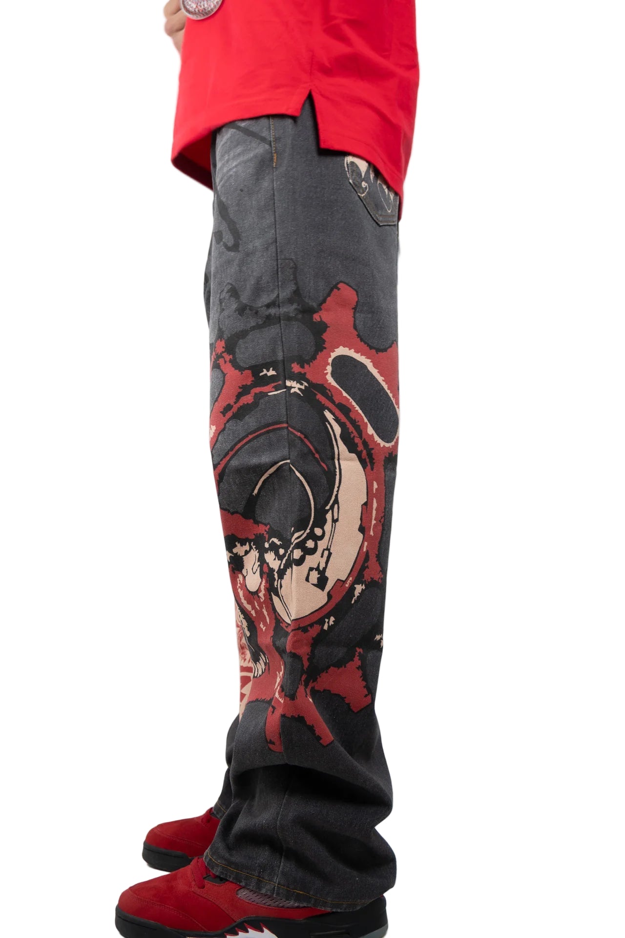 GRAPHIC PRINTED BAGGY JEANS