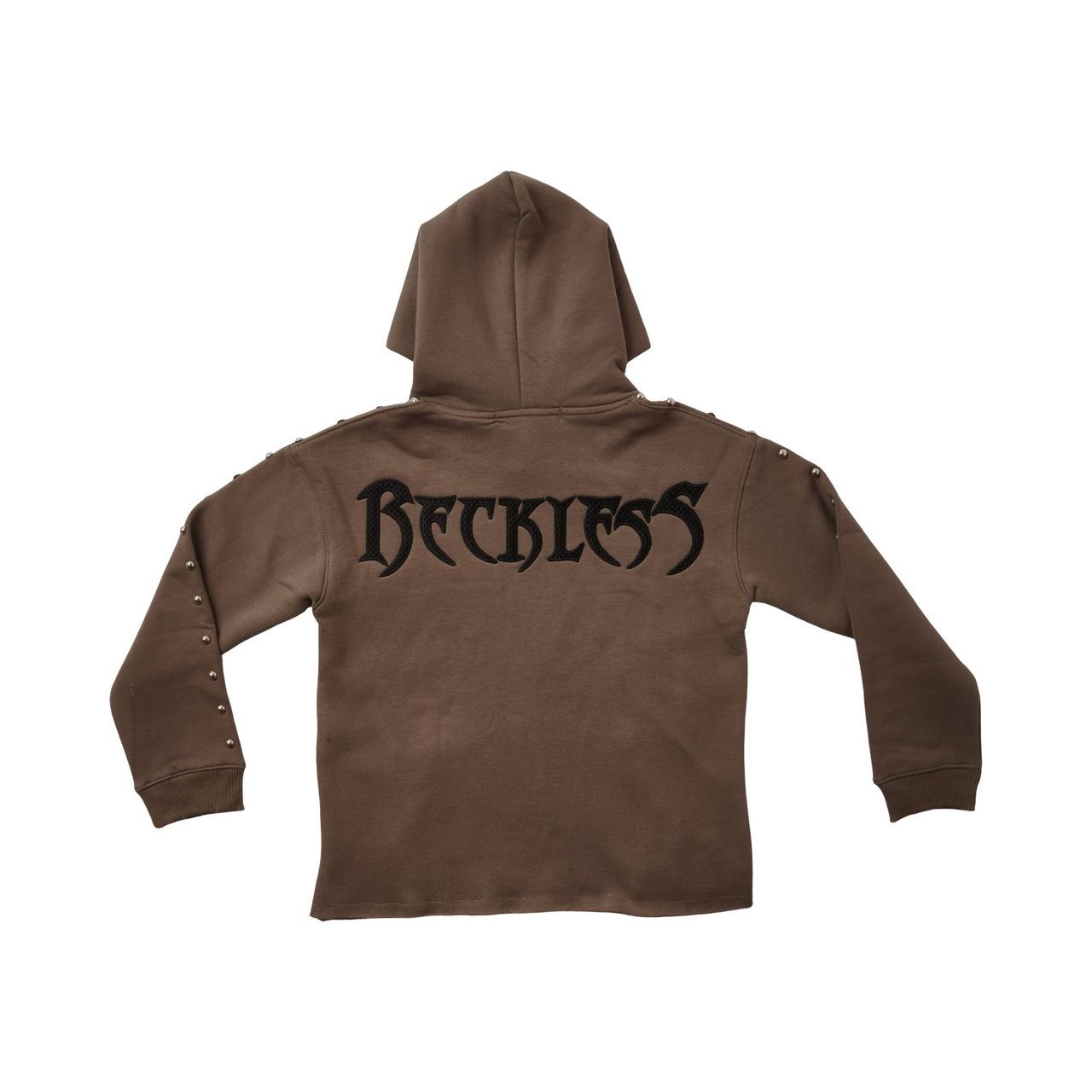 "RECKLESS" STUD CROPPED HOODIE HARVEST