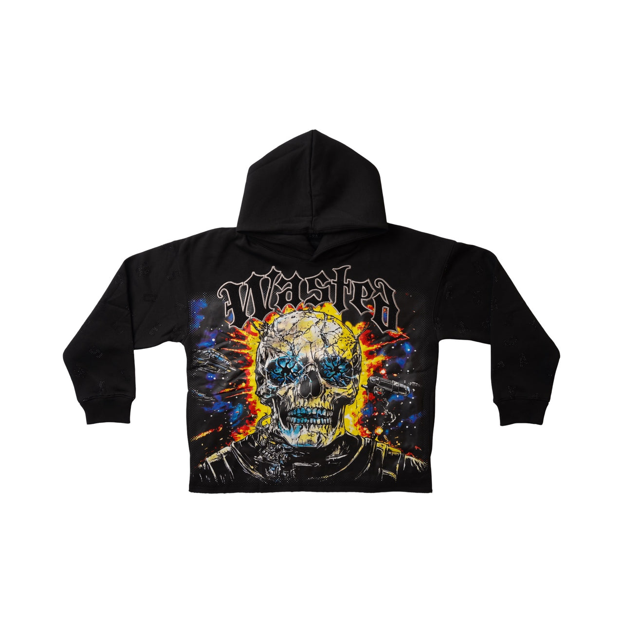 "WASTED" RHINESTONE CROPPED HOODIE