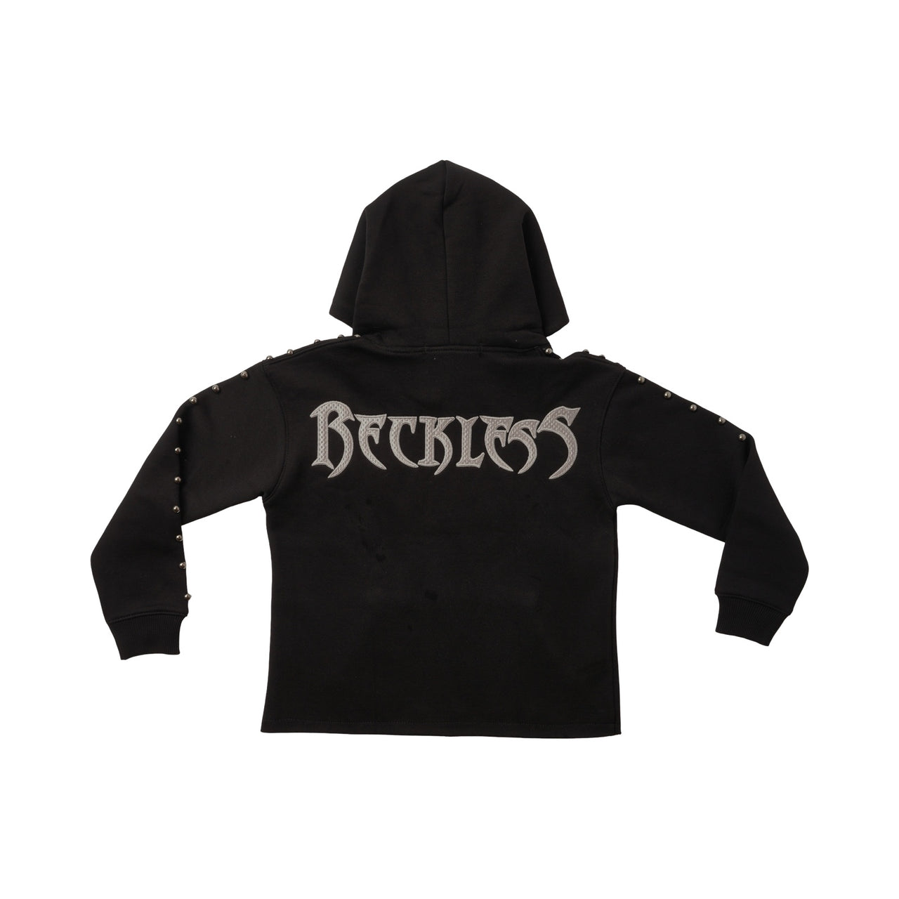 "RECKLESS" STUD CROPPED HOODIE BLACK