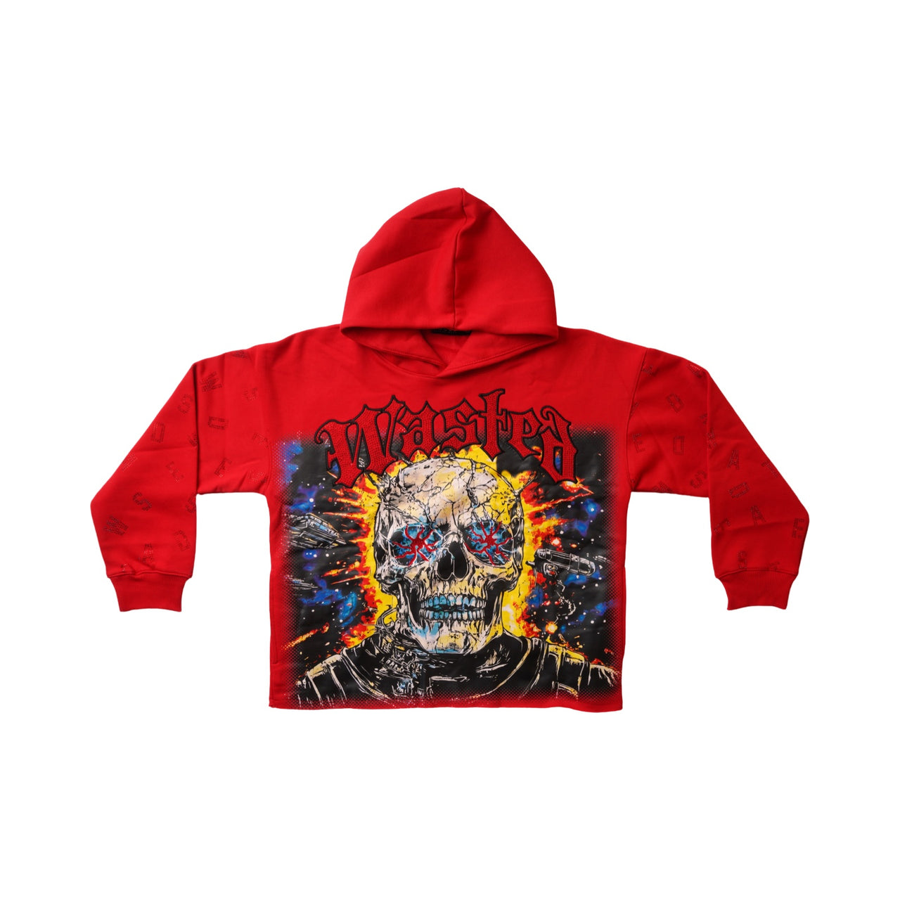 "WASTED" RHINESTONE CROPPED HOODIE