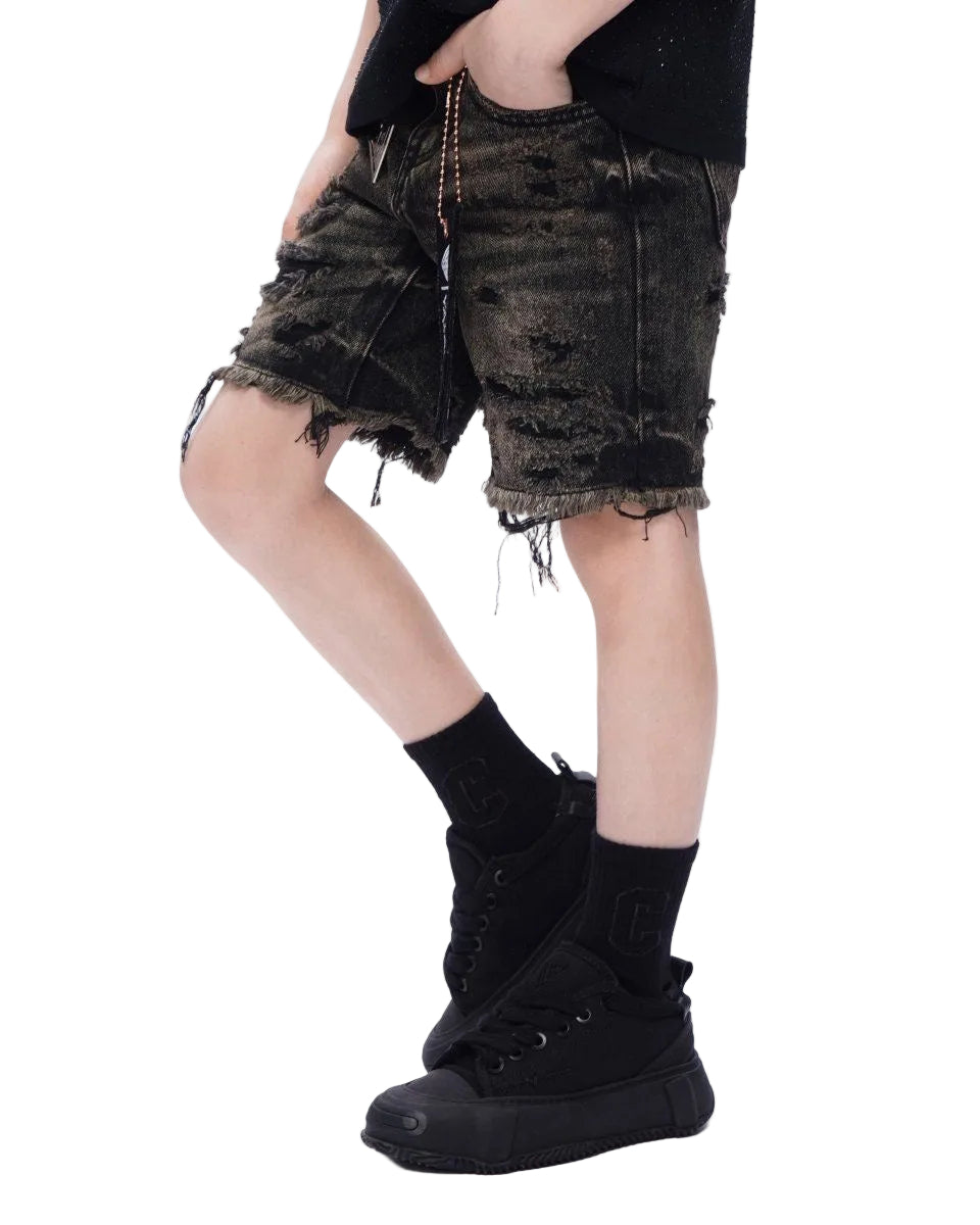 Kids Clipped Jorts Grey Washed-thumbmail-3