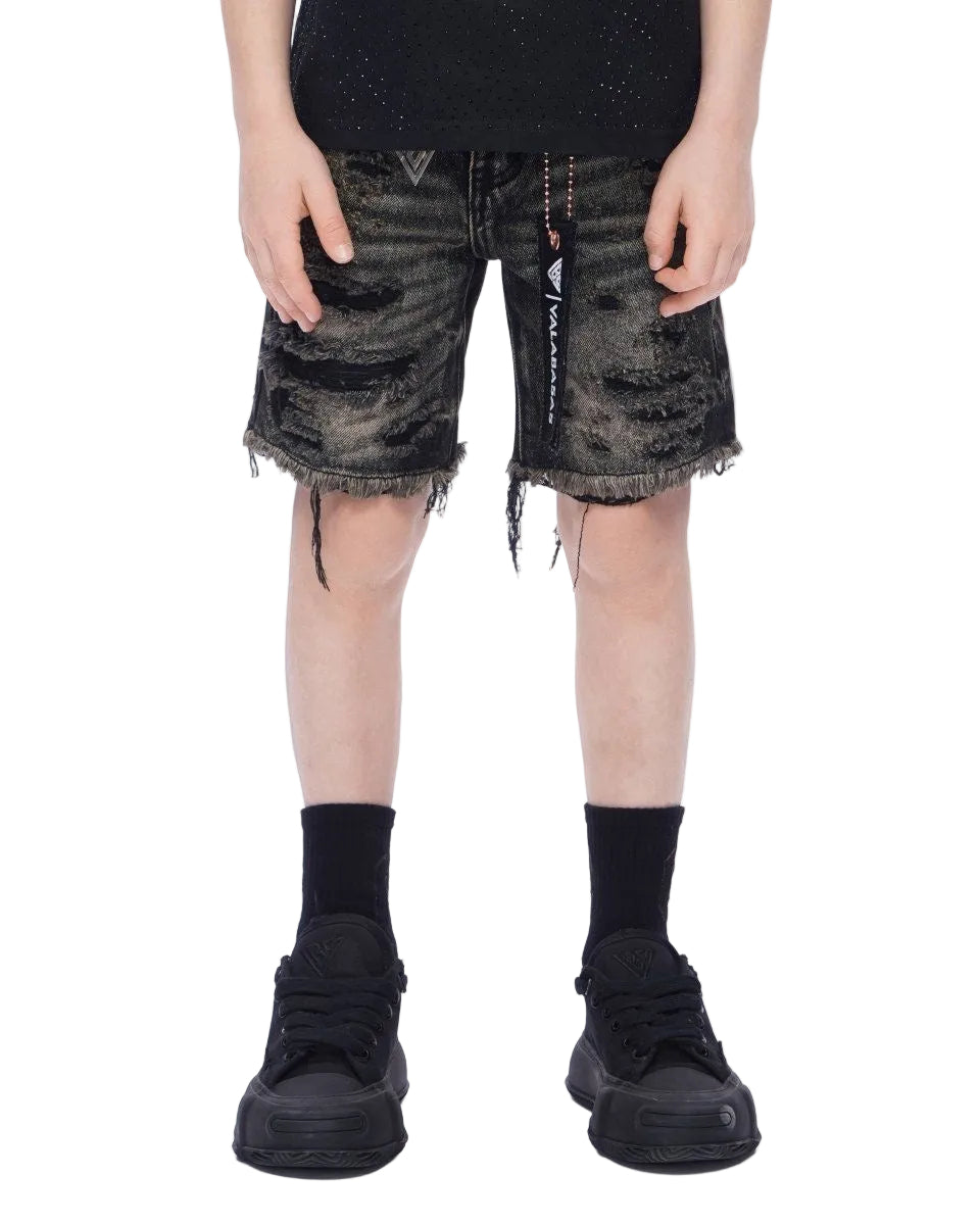 Kids Clipped Jorts Grey Washed