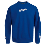 Front View of the PRO STANDARD MLB LOS ANGELES DODGERS WINGSPAN MEN'S DROP SHOULDER FLEECE CREWNECK in Blue